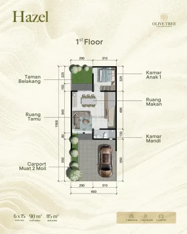 Rumah di Jual di Makassar Cluster Olive Tree Tipe Hazel, Hemat s/d 179 Juta Sebelum Harga Naik!