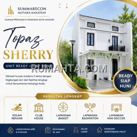 Dijual Rumah Makassar Unit Ready Siap Huni 2 Lantai Type Topaz Sherry Summarecon Makassar