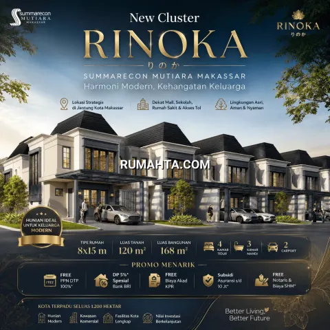 Jual Rumah Premium Rinoka Summarecon Makassar Lokasi Strategis Dekat Mall & Akses Utama Posisi Hook