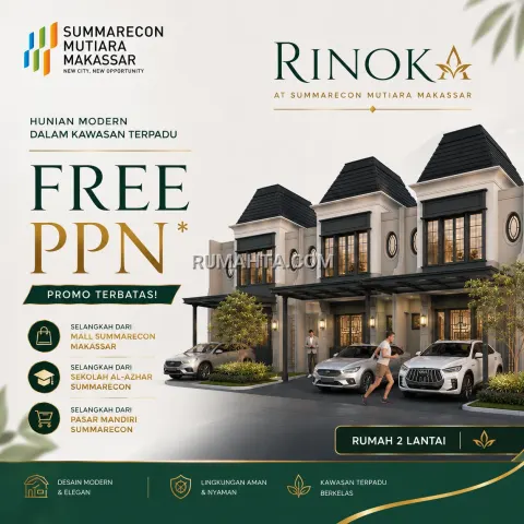 Rumah DIjual Tipe Rinoka Lokasi Strategis depan Mall Summarecon dan Sekolah Al-Azhar