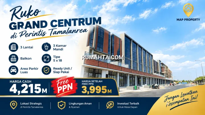 Ruko 3 Lantai + Balkon Siap Pakai Dekat Kampus Unhas & Btp Perintis Kemerdekaan
