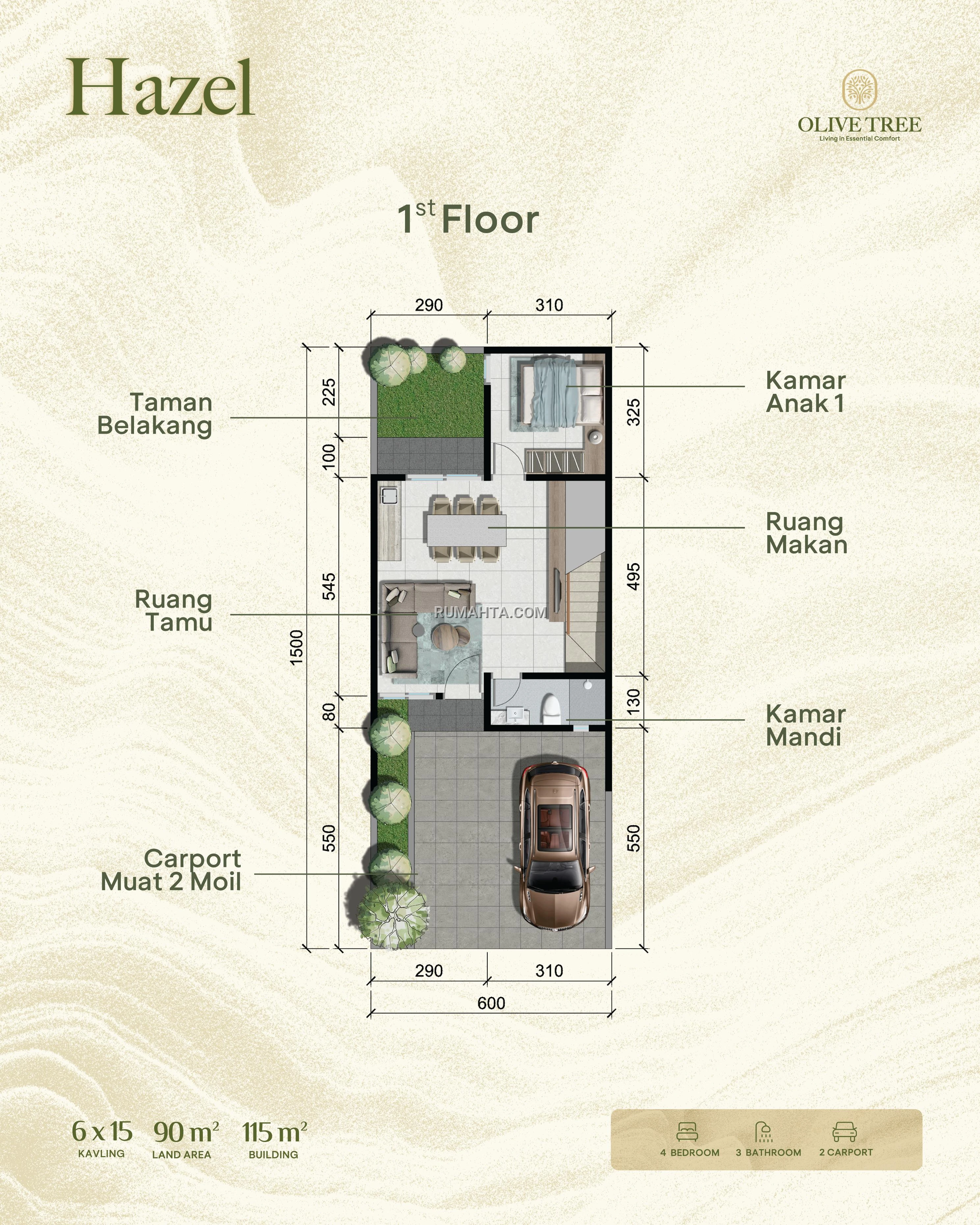 Rumah di Jual di Makassar Cluster Olive Tree Tipe Hazel, Hemat s/d 179 Juta Sebelum Harga Naik!
