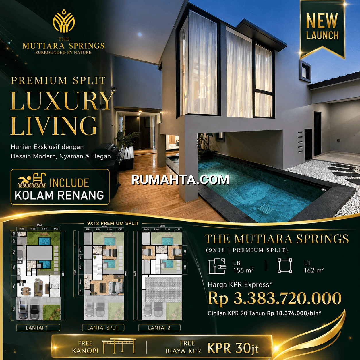 The Mutiara Springs Premium Split 9x18 – Rumah Mewah dengan Kolam Renang di Makassar